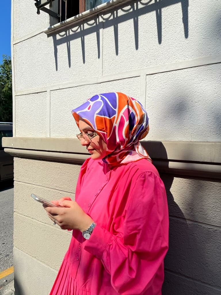 Taş Desen Eşarp (Turuncu-Pembe) RTS-1001-9