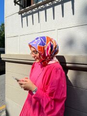Taş Desen Eşarp (Turuncu-Pembe) RTS-1001-9