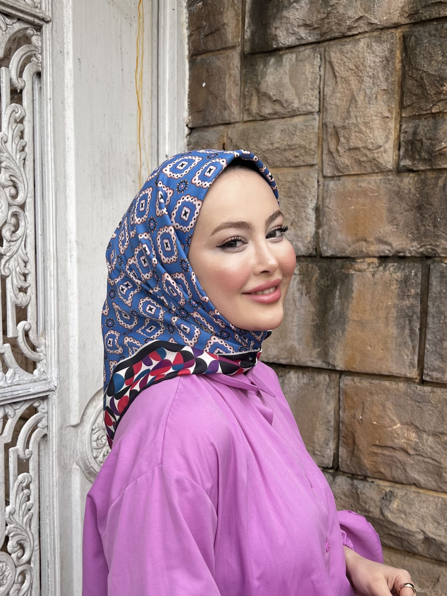 Femme Desen Eşarp (Mavi) RTS-1003-5