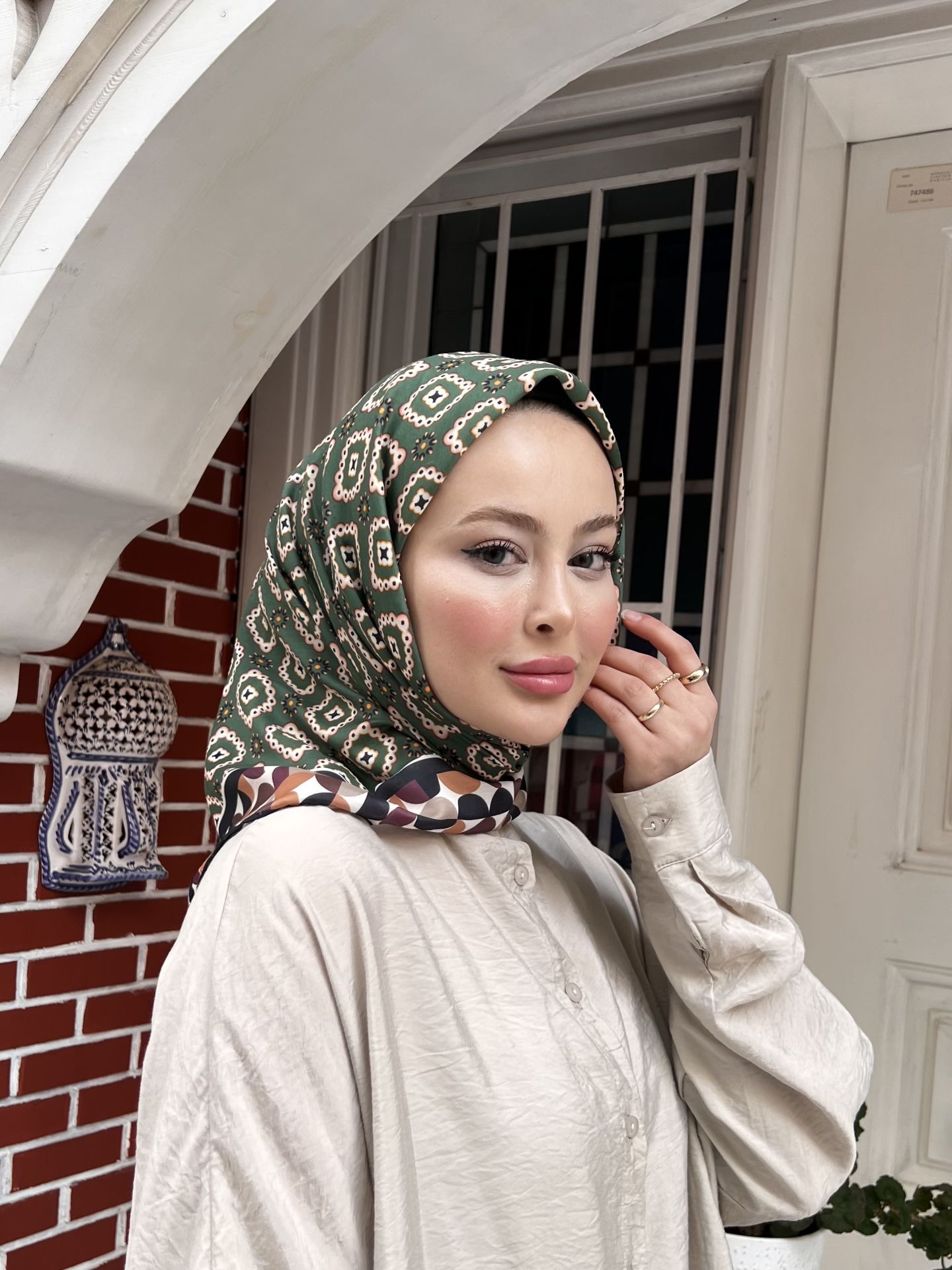 Femme Desen Eşarp (Haki) RTS-1003-10