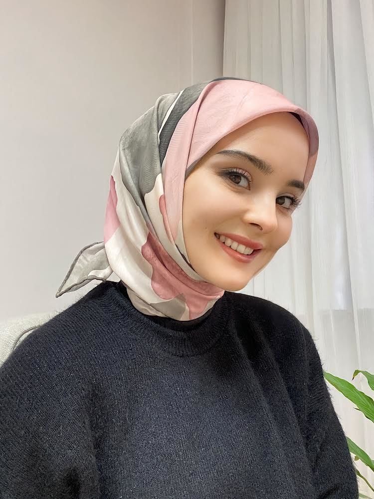 Suluboya Desen Eşarp (Pembe-Gri) RTS-1006-5