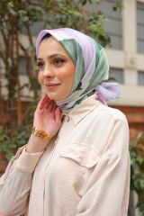 Suluboya Desen Eşarp (Lila-Yeşil) RTS-1006-2