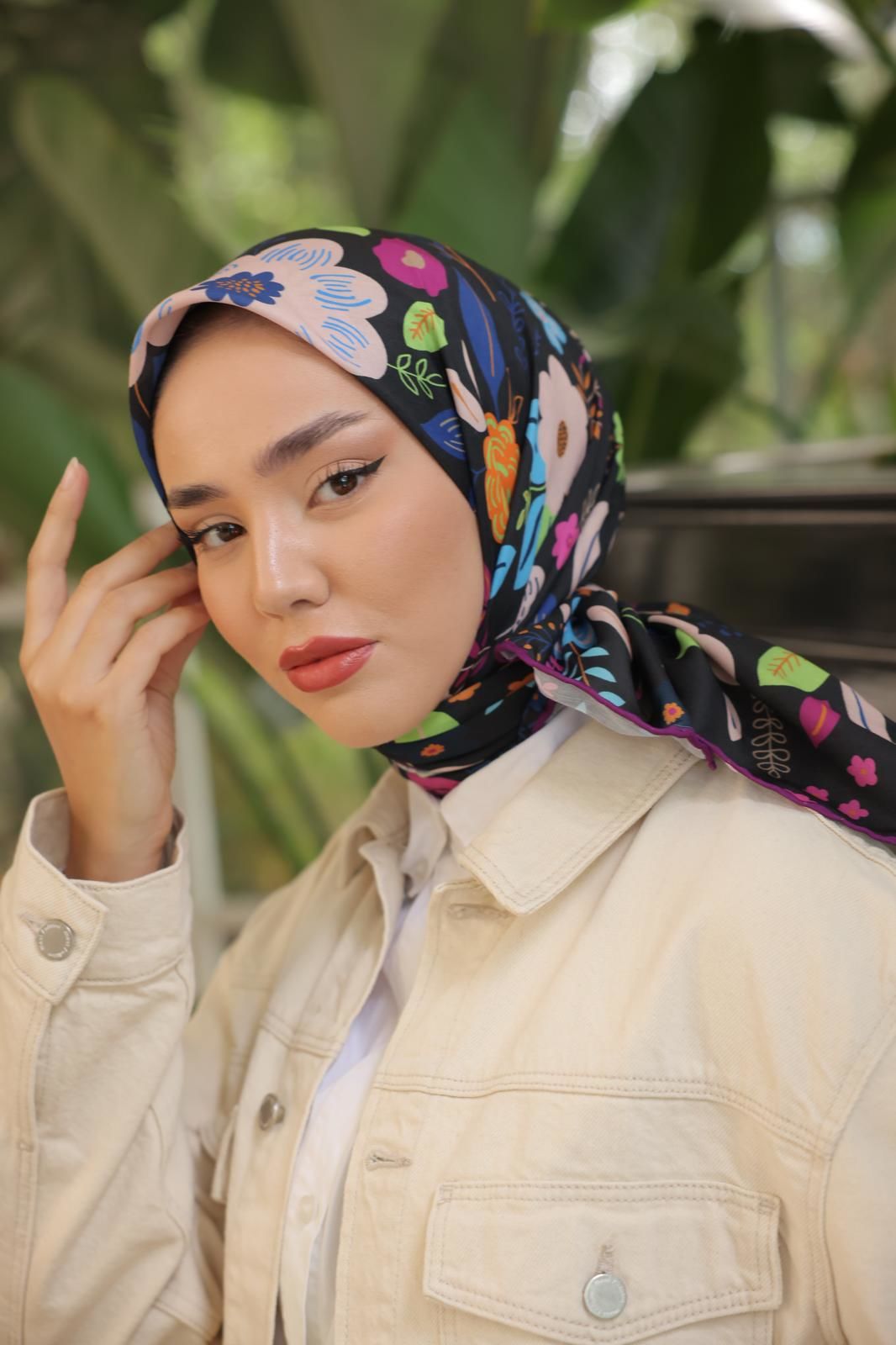 Lobelya Desen Eşarp ( Siyah Pembe ) RTS-1009-15
