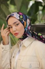 Lobelya Desen Eşarp ( Siyah Pembe ) RTS-1009-15
