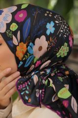 Lobelya Desen Eşarp ( Siyah Pembe ) RTS-1009-15