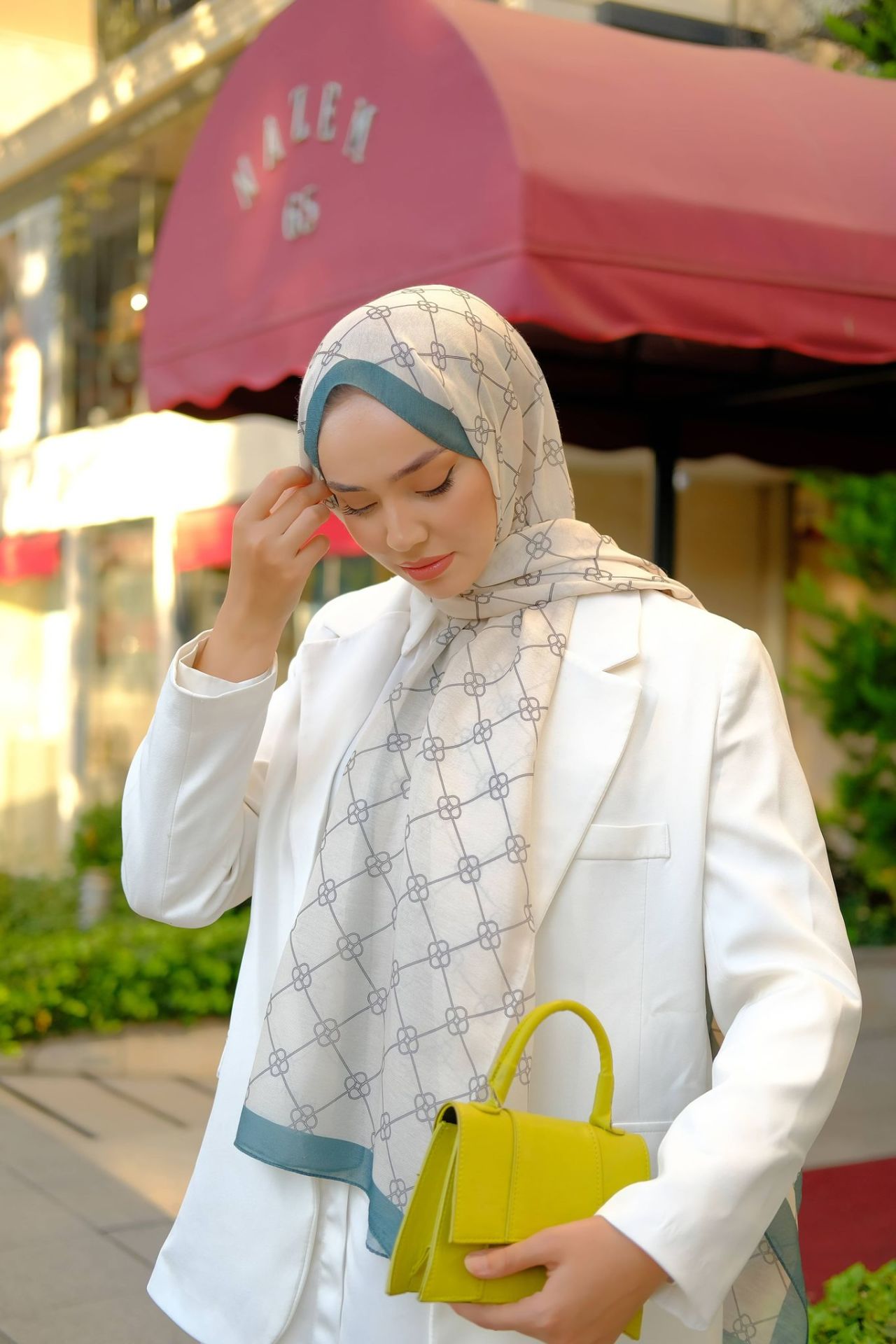 Olive Desen Şal ( Krem - Yeşil ) RTS-1028-5