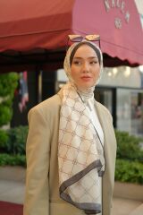 Olive Desen Şal ( Krem - Siyah ) RTS-1028-1