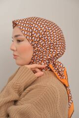 Mısra Desen Eşarp (Turuncu-Beyaz) RTS-1014-7