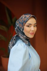 Matmazel Desen Eşarp ( Lacivert- Bej ) RTS-1013-9