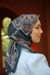 Matmazel Desen Eşarp ( Lacivert- Bej ) RTS-1013-9