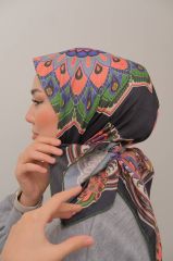 Matmazel Desen Eşarp ( Siyah- Soft Yeşil ) RTS-1013-2