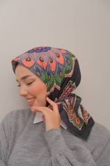 Matmazel Desen Eşarp ( Siyah- Soft Yeşil ) RTS-1013-2