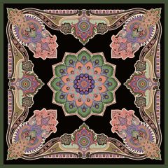 Matmazel Desen Eşarp ( Siyah- Soft Yeşil ) RTS-1013-2