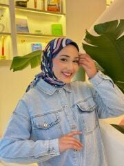 Petta Desen Eşarp ( Lacivert ) RTS-1011-2