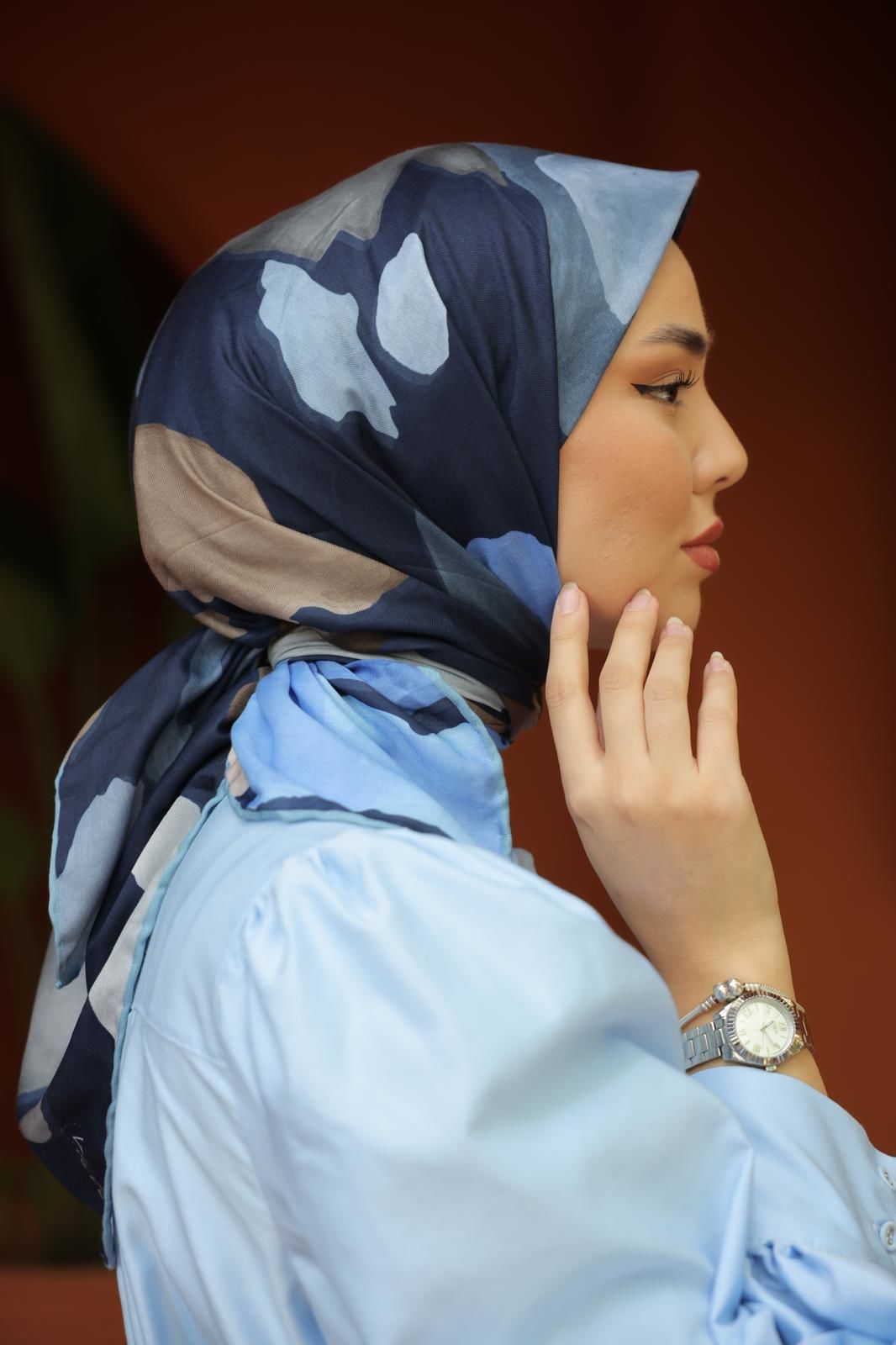 Suluboya Desen Eşarp (Lacivert) RTS-1006-8