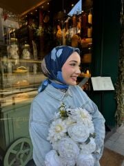 Suluboya Desen Eşarp (Lacivert) RTS-1006-8