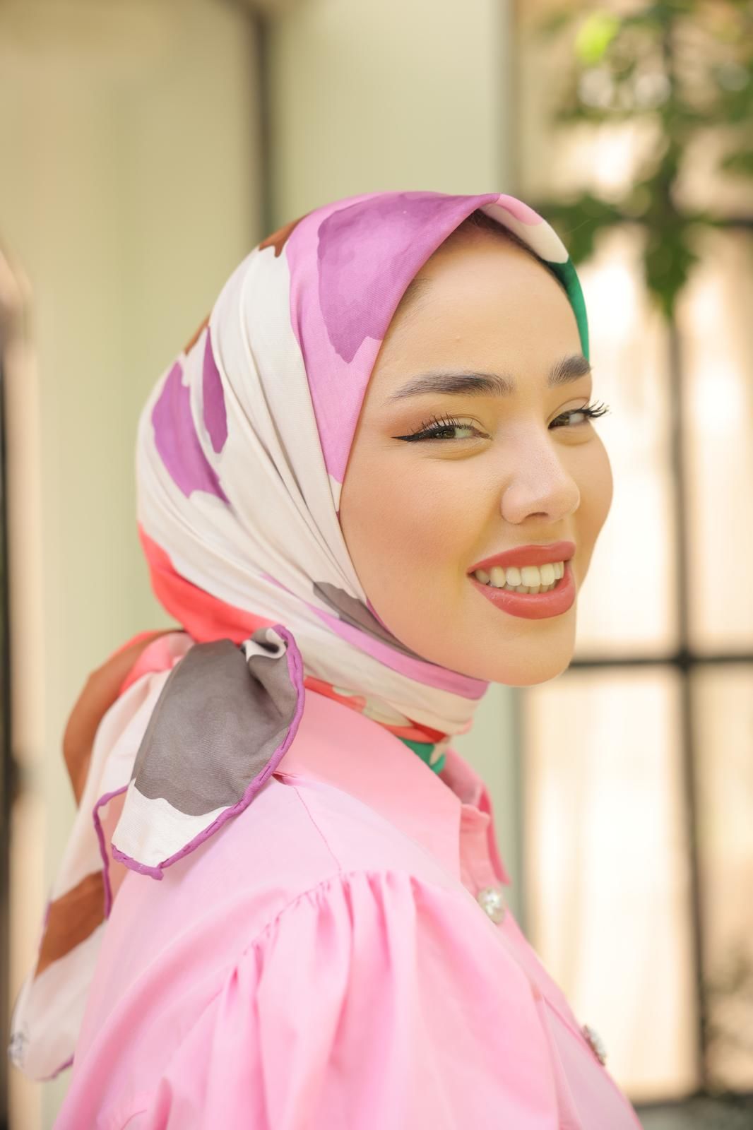 Suluboya Desen Eşarp (Pembe) RTS-1006-13