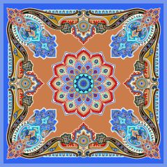 Matmazel Desen Eşarp ( Mavi - Kahve ) RTS-1013-1