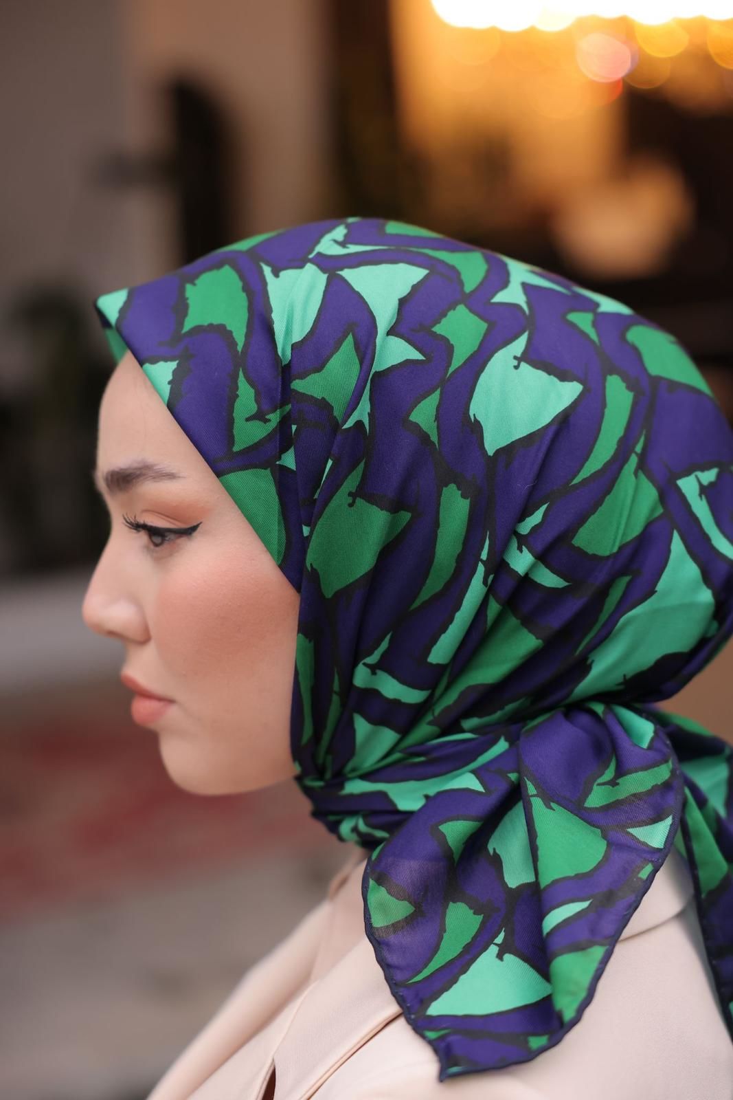 Mirel Desen Eşarp ( Lacivert- Yeşil ) RTS-1010-10