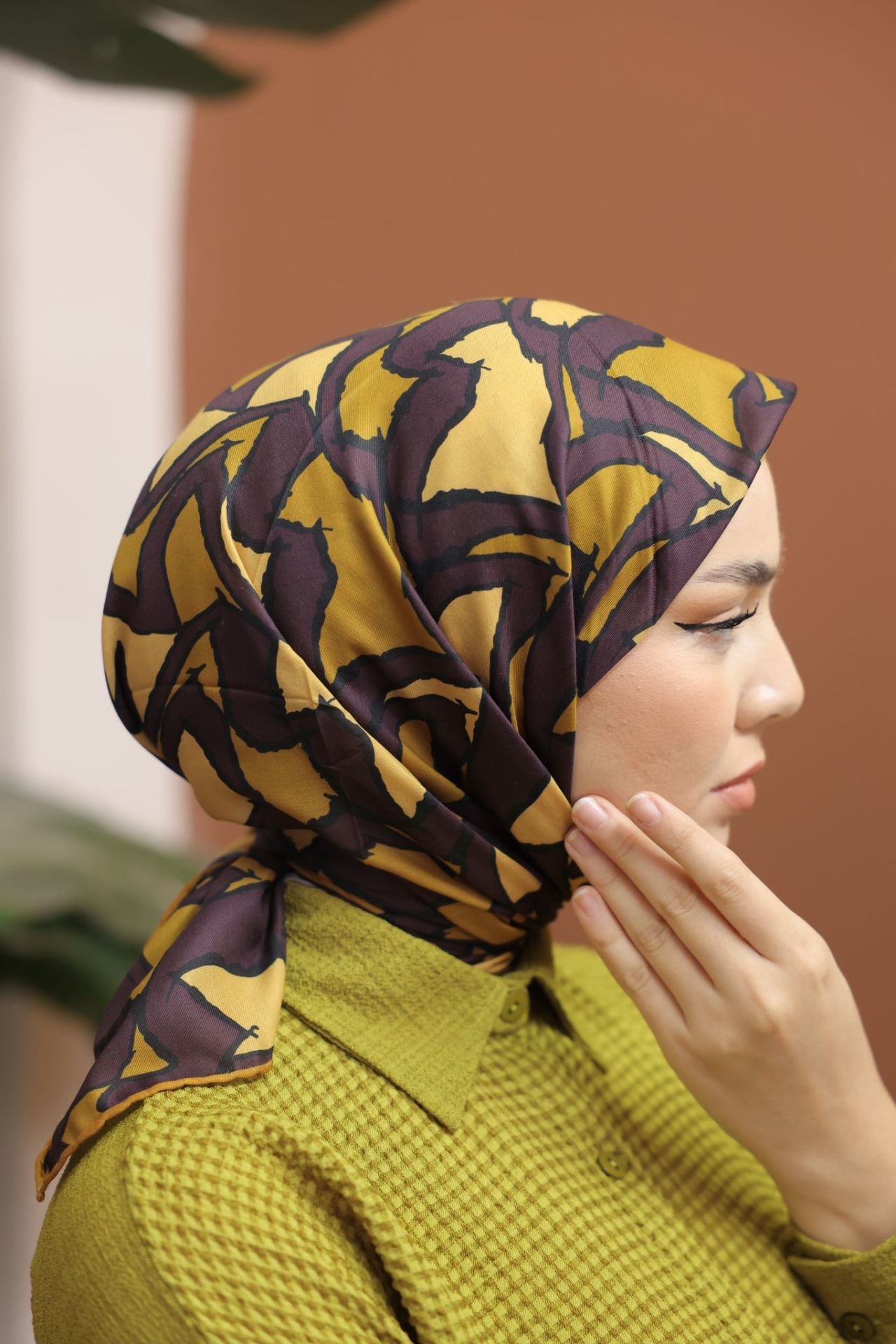 Mirel Desen Eşarp ( Kahve-Hardal ) RTS-1010-9