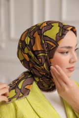 Mirel Desen Eşarp ( Kahve- Yeşil- Hardal ) RTS-1010-5