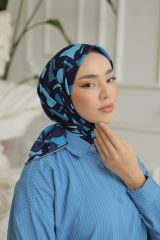Mirel Desen Eşarp ( Lacivert - Turkuaz ) RTS-1010-1