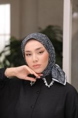 İtaly Desen Eşarp ( Siyah- Beyaz ) RTS-1018-14
