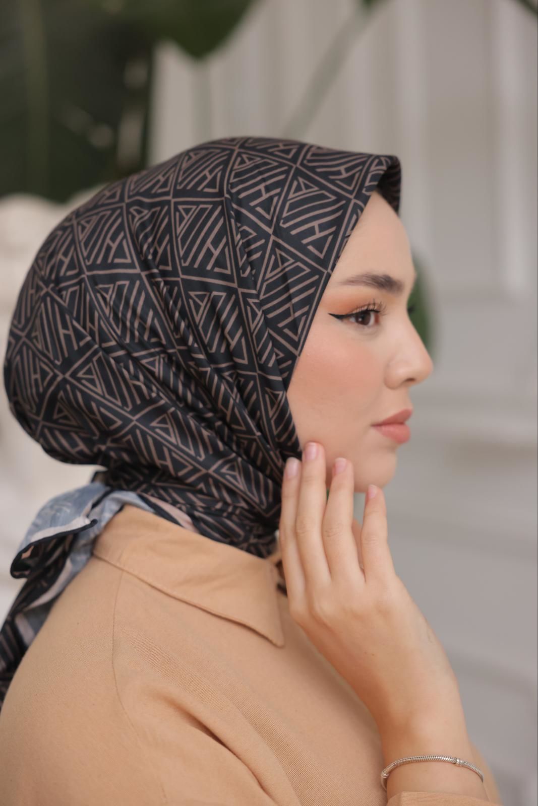 İtaly Desen Eşarp ( Siyah - Vizon ) RTS-1018-5