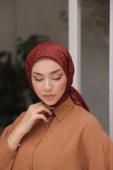 İtaly Desen Eşarp ( Kırmızı - Siyah ) RTS-1018-4