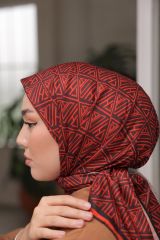 İtaly Desen Eşarp ( Kırmızı - Siyah ) RTS-1018-4
