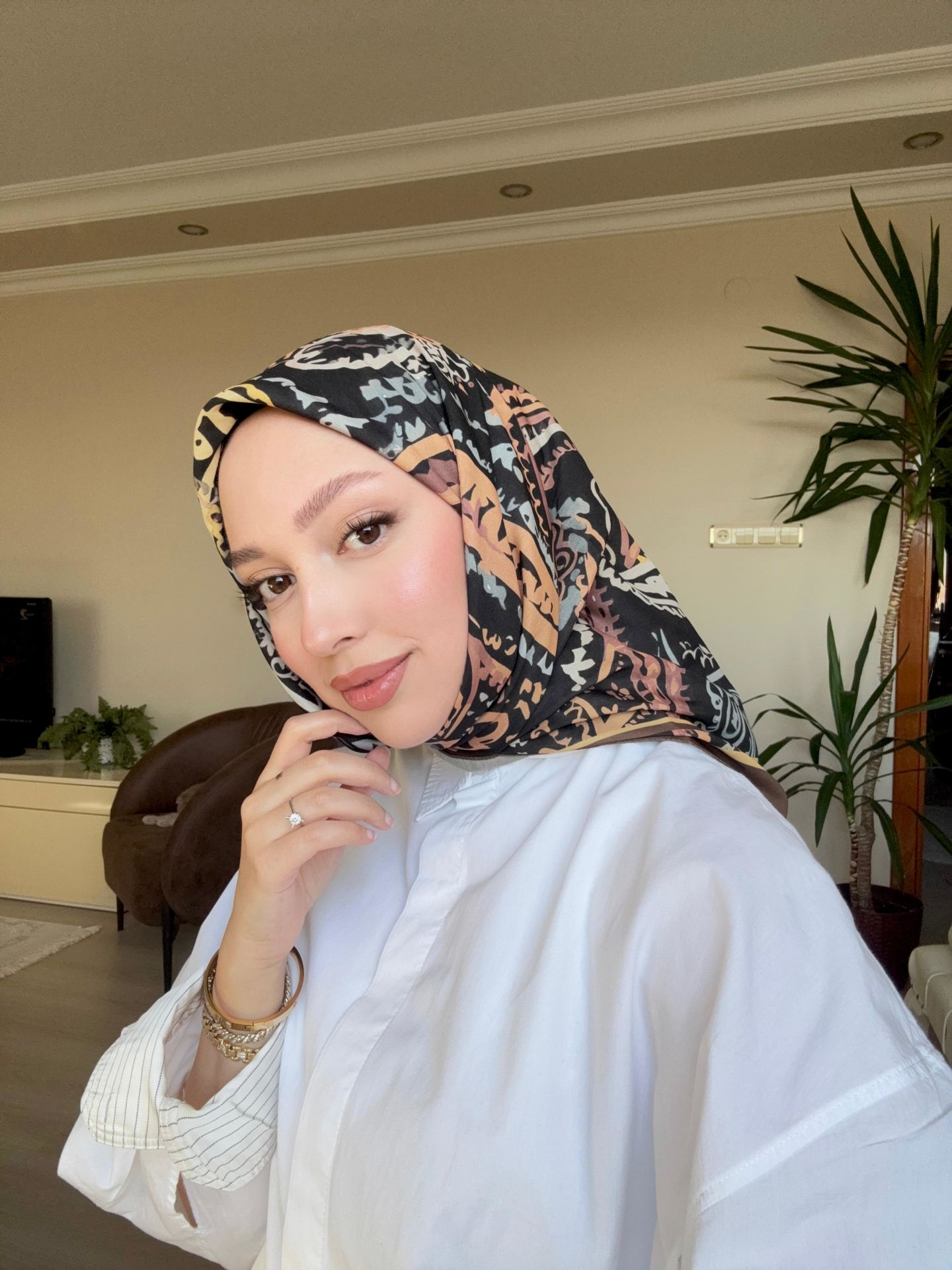 Asia Desen Eşarp ( Kahve ) RTS-1020-6