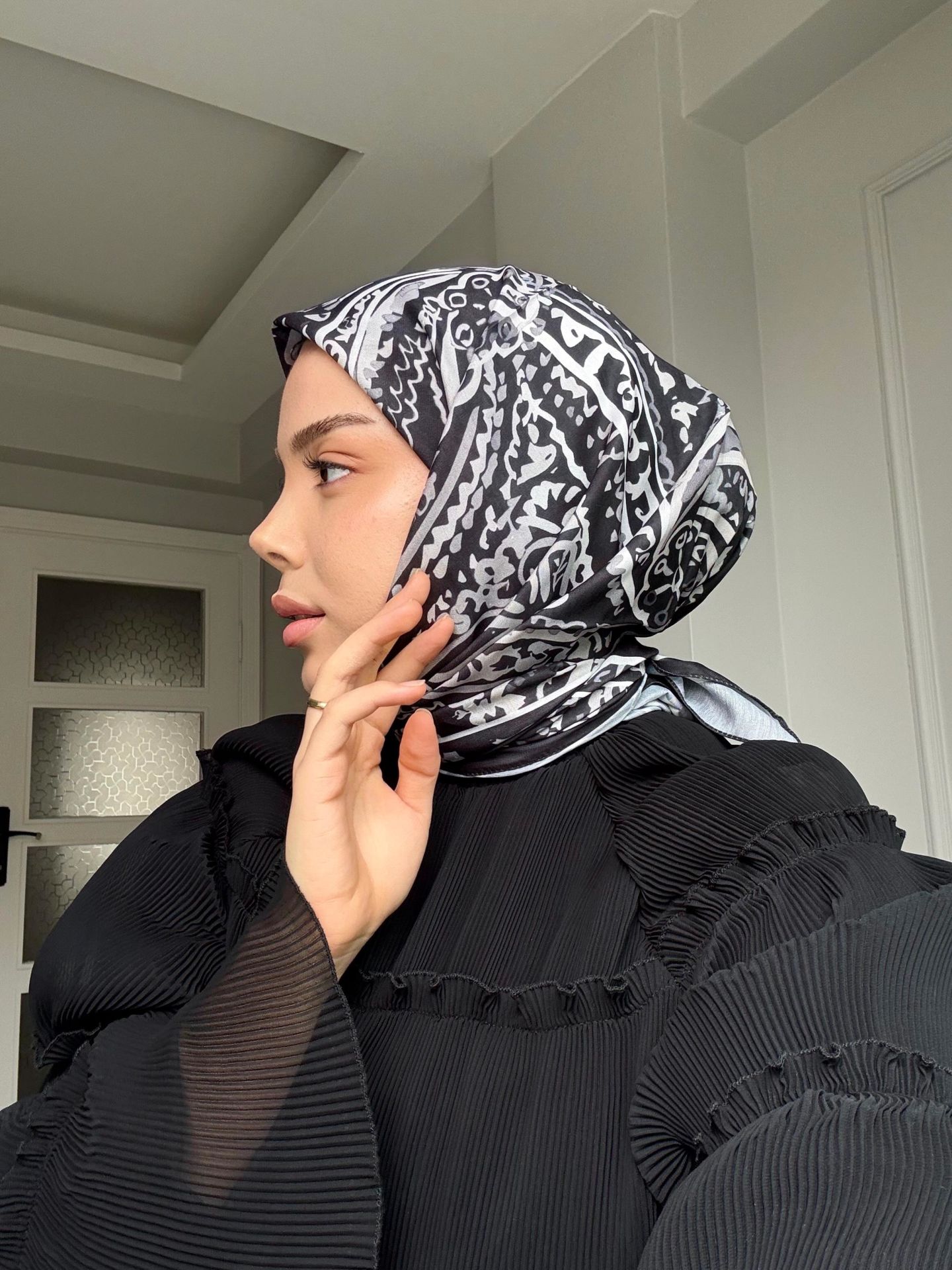 Asia Desen  Eşarp ( Siyah) RTS-1020-3