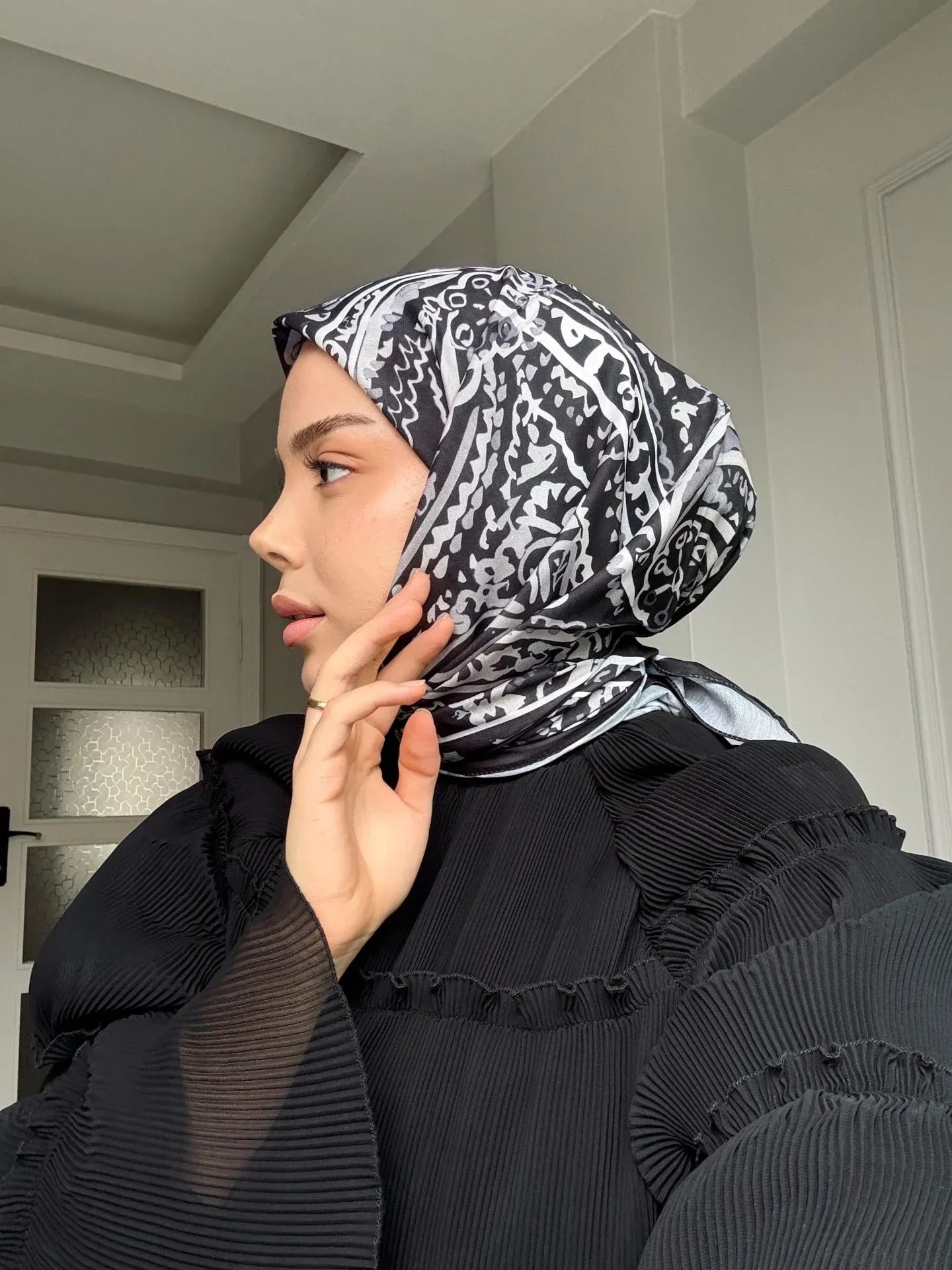 Asia Desen  Eşarp ( Siyah) RTS-1020-3
