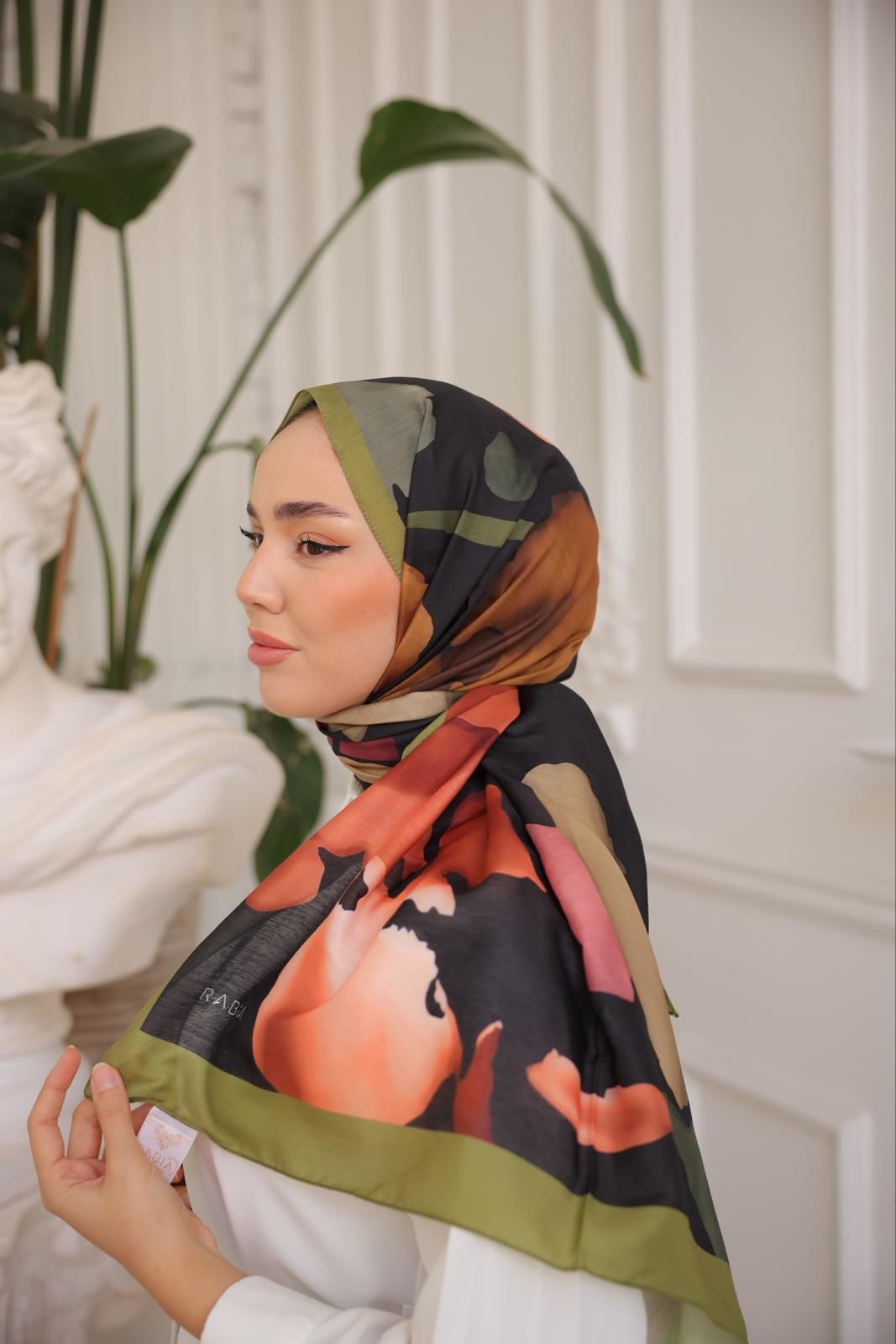 Suluboya Desen Şal ( Siyah - Yeşil ) RTS-1006-25