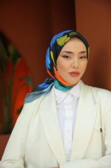 Suluboya Desen Eşarp ( Siyah-Turkuaz) RTS-1006-15