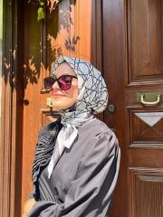 Sane Desen Eşarp ( Beyaz ) RTS-1041-10