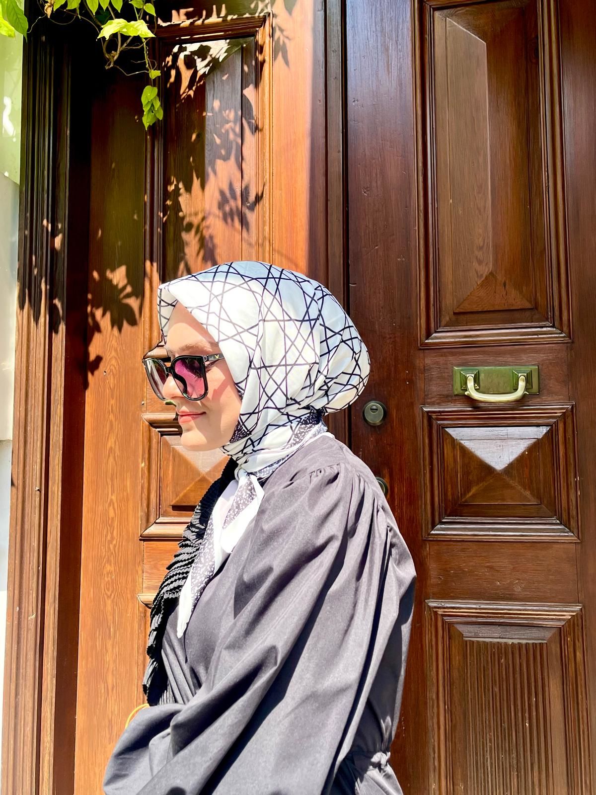 Sane Desen Eşarp ( Beyaz ) RTS-1041-10