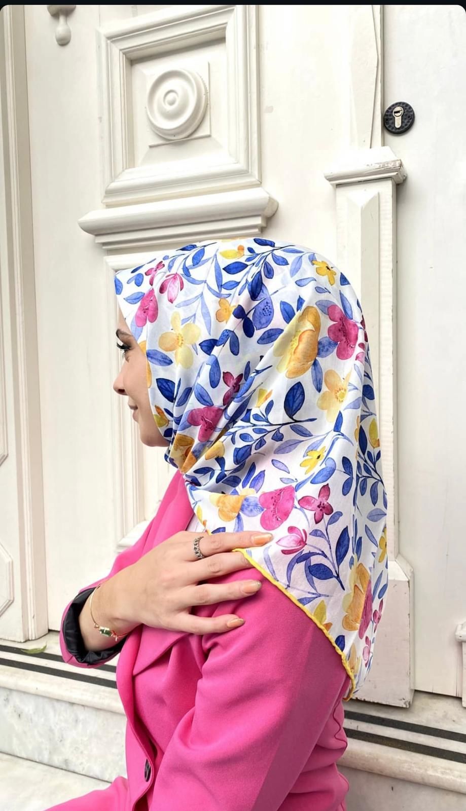 Kamelya Desen Eşarp  (Sarı) RTS-1007-20