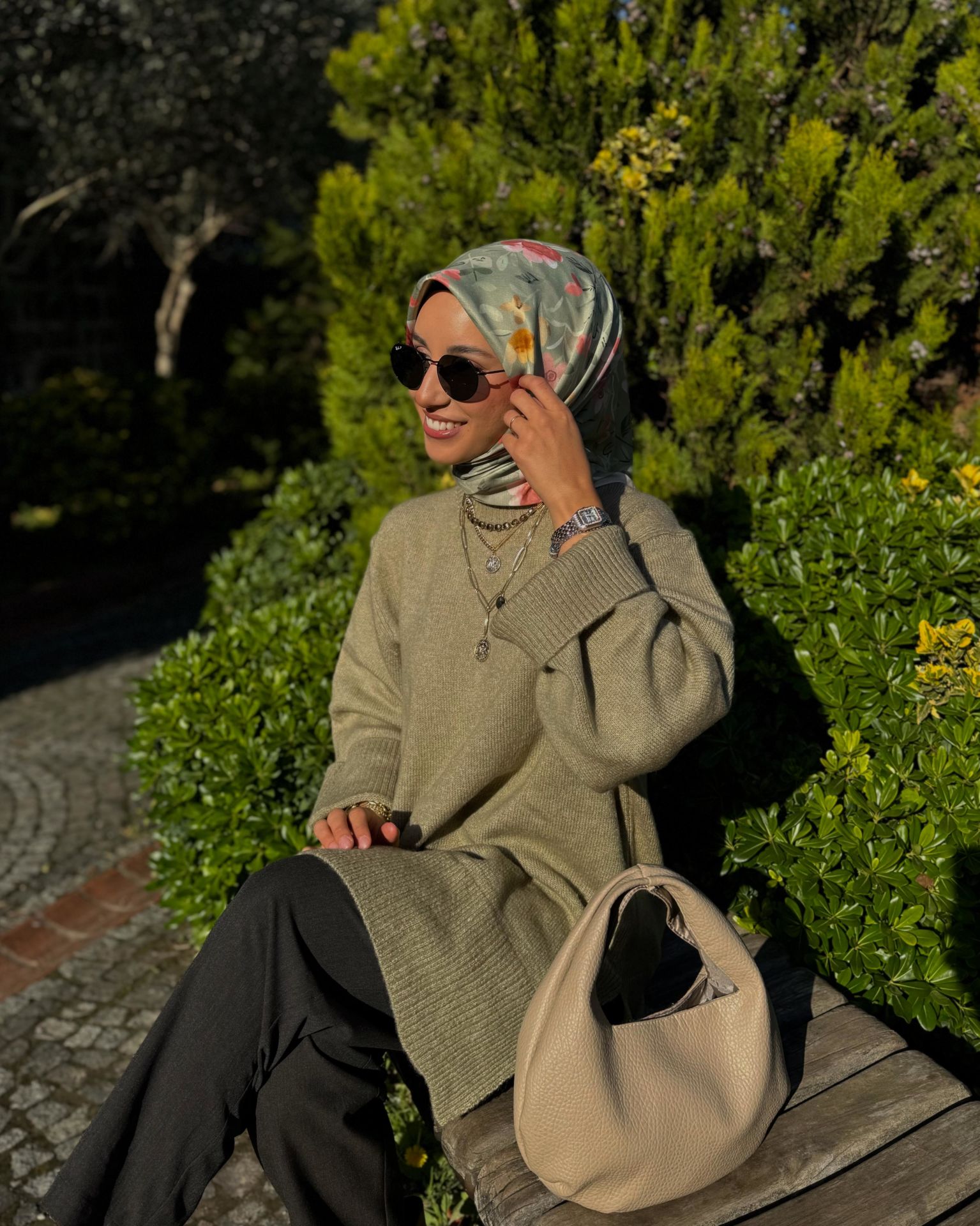 Kamelya Desen Eşarp  ( Soft Yeşili ) RTS-1007-16