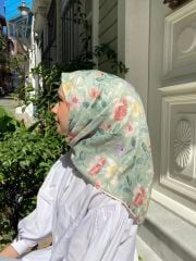 Kamelya Desen Eşarp  ( Soft Yeşili ) RTS-1007-16