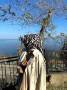 Kamelya Desen Eşarp  ( Siyah- Gri ) RTS-1007-2
