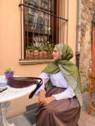 Etnik Desen Soft Şal ( Yağ Yeşili )