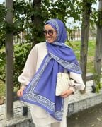 Etnik Desen Soft Şal ( Lila )