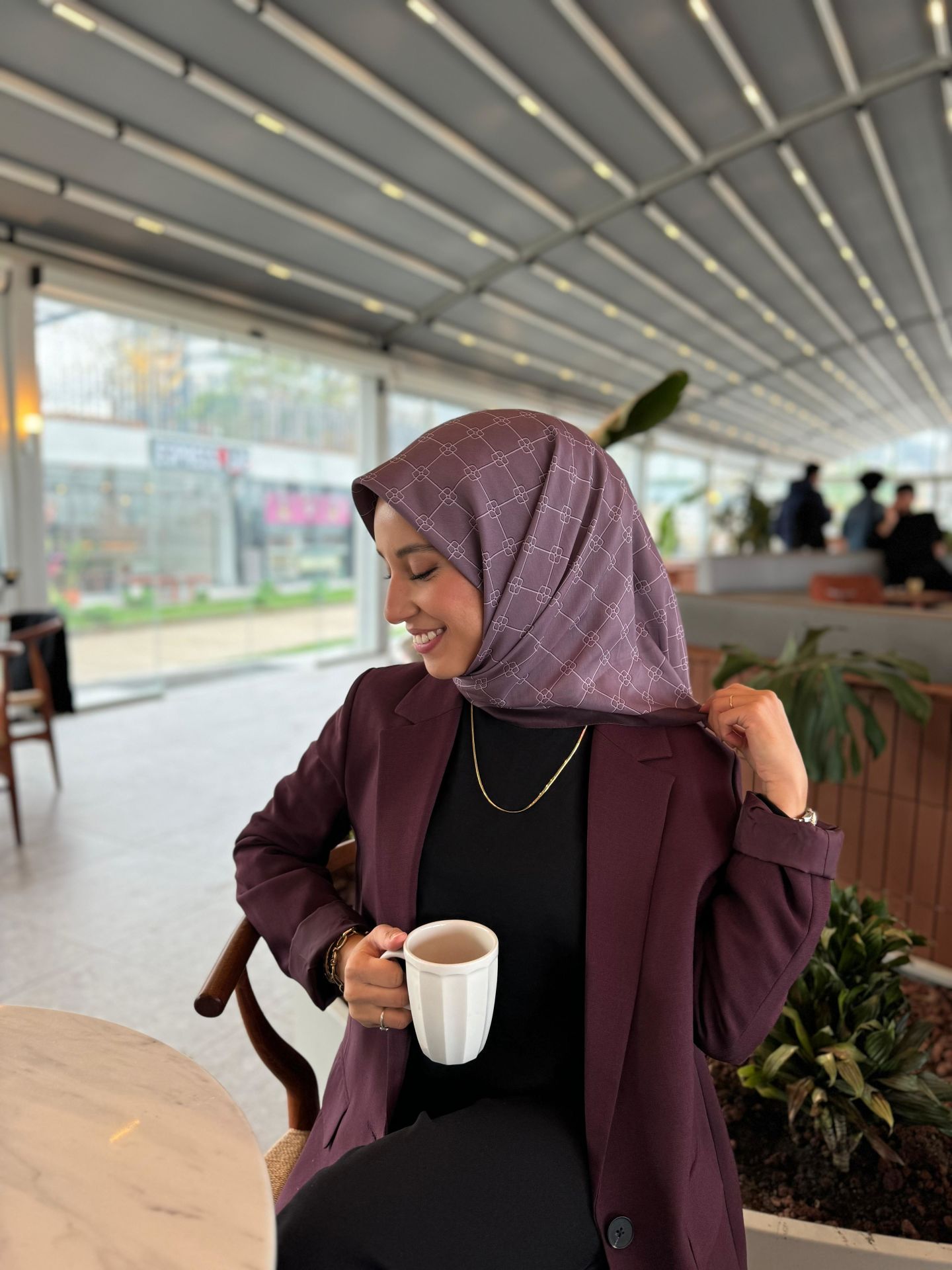 Manogram Desen Eşarp ( Lila )