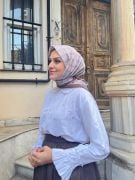 Manogram Desen Eşarp ( Kahve - Vizon )