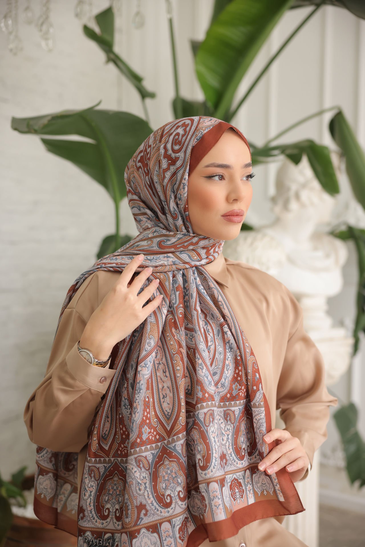Etro Desen Şal ( Kahve )