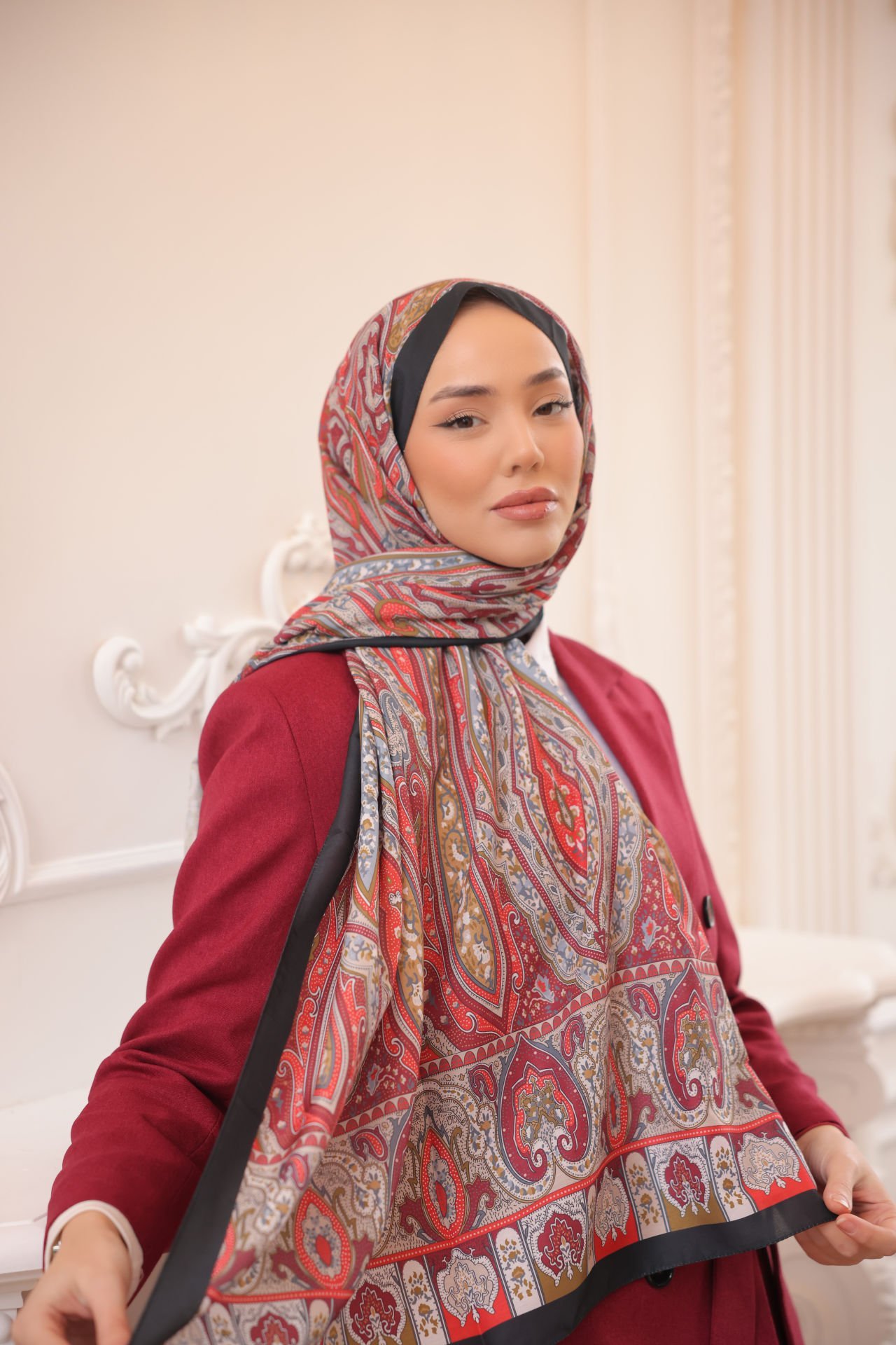 Etro Desen Şal ( Bordo )