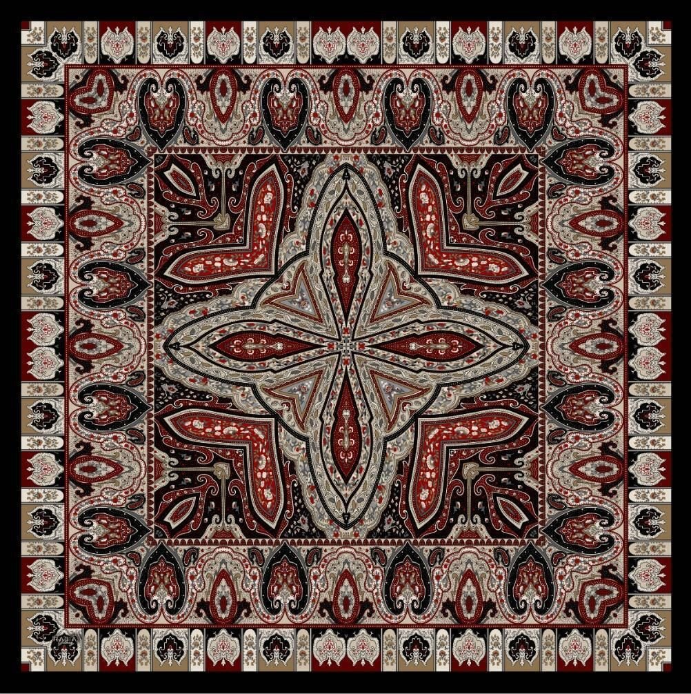 Etro Desen Eşarp ( Siyah- Bordo )