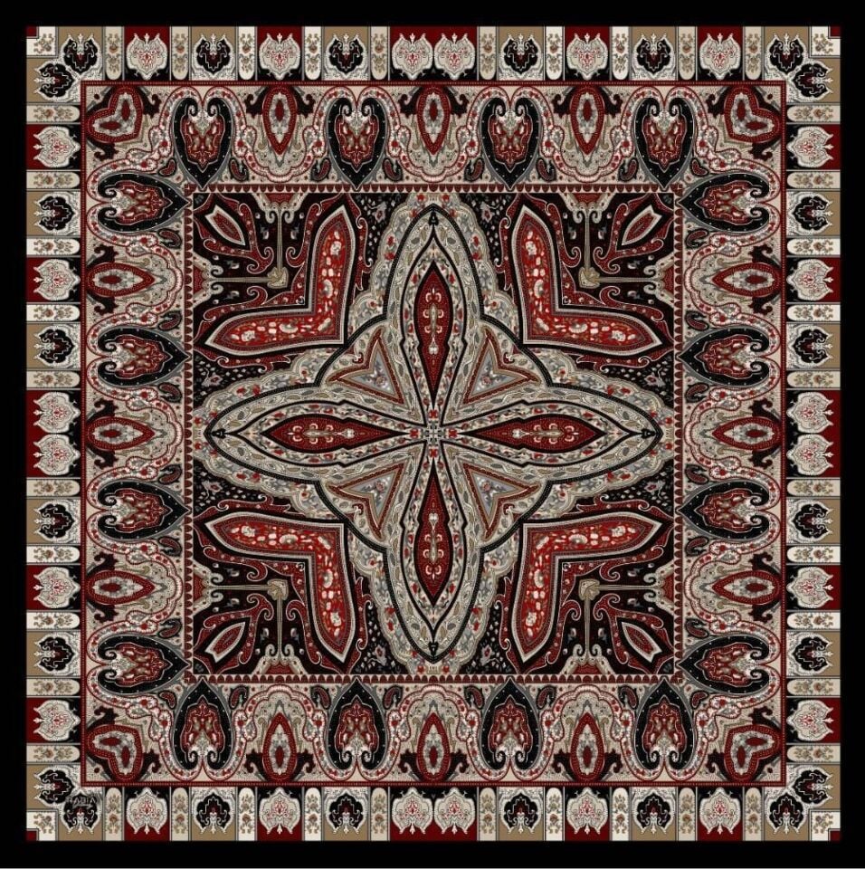 Etro Desen Eşarp ( Siyah- Bordo )