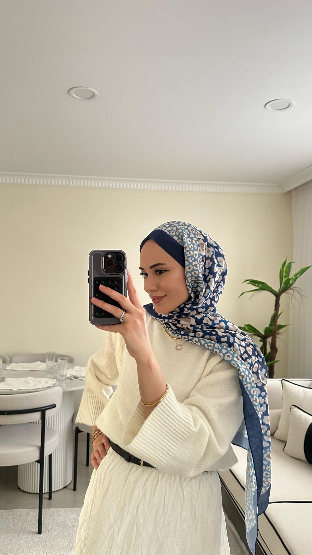 Leopar Soft Şal ( Lacivert )